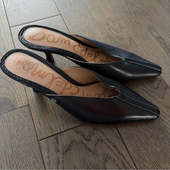 Sam Edelman Black Tev Kitten-Heel Mules Size 7.5 - Picture 3 of 10